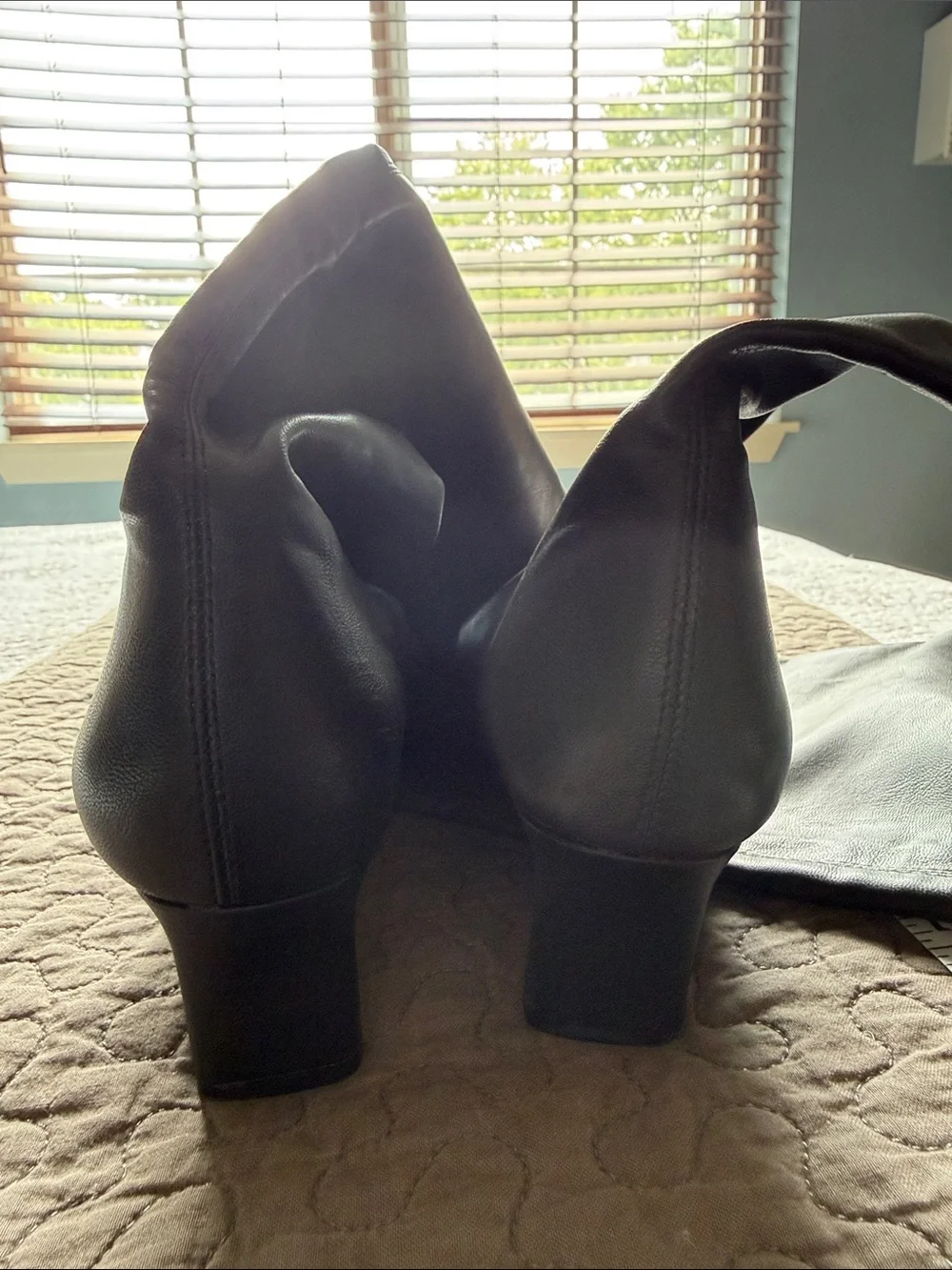 H&M Black Over-the-Knee Pointed Toe Leather Boots
